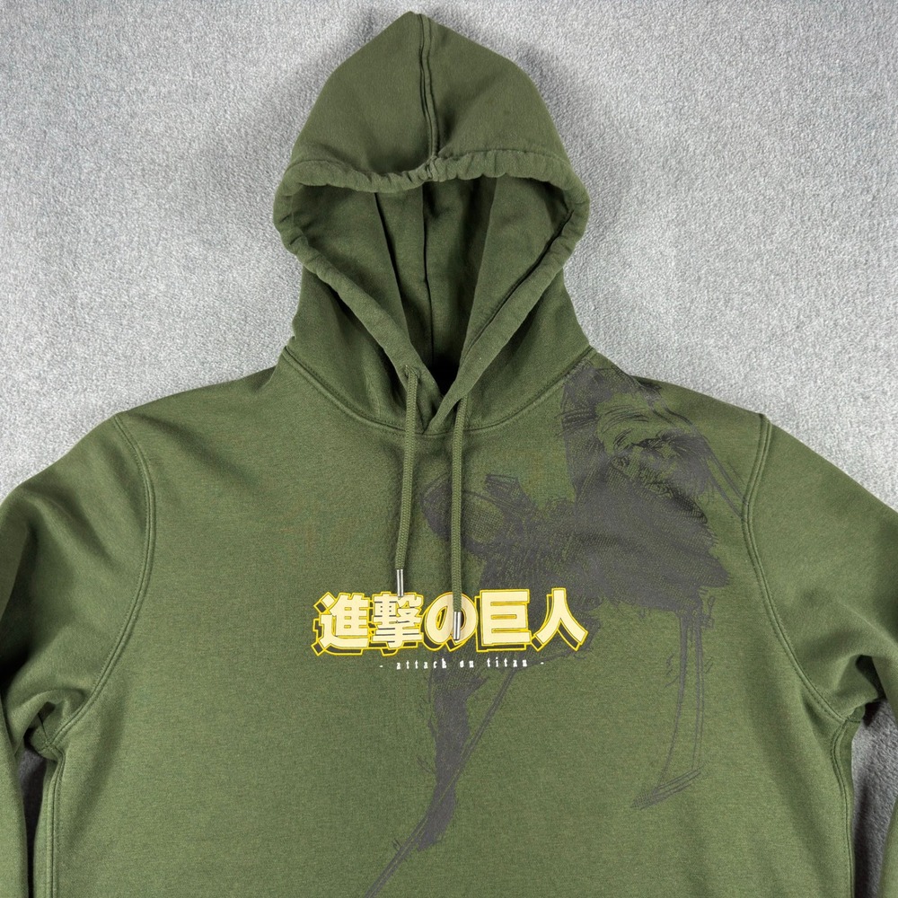 Attack On Titan Celio Be Normal Hoodie Mens Medium Green Anime Graphic